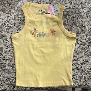 Disney Yellow Ribbed Tank Top with Graphic Design